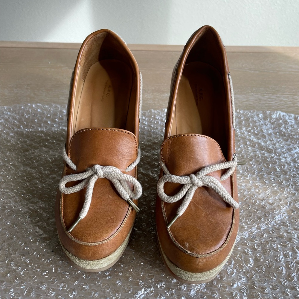 A.P.C. Brown Leather Loafers with Classic Design